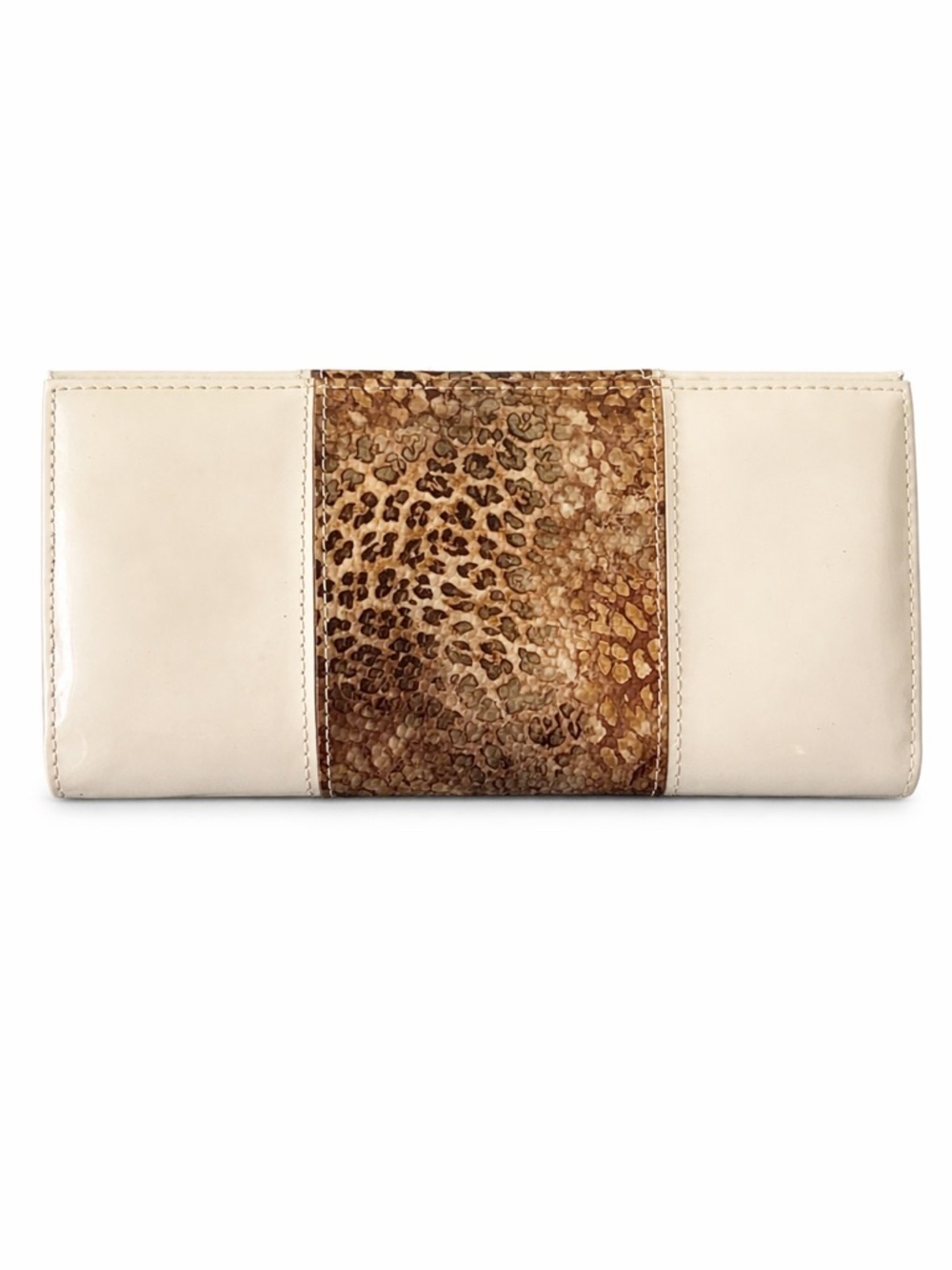 Beijo London Paris NY Cream and Brown Leopard-Accent Wallet